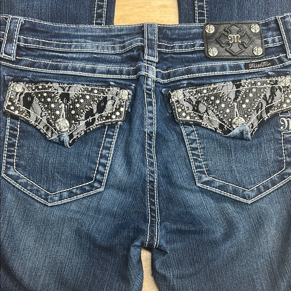 Miss Me Blue Boot Cut Jeans with Embellished Details